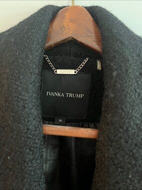 Ivanka Trump Black Textured Wool-Blend Coat